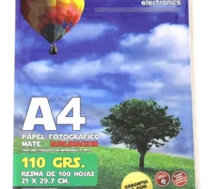 Papel fotográfico mate A4 110gr / Resma 100u / Sublimación