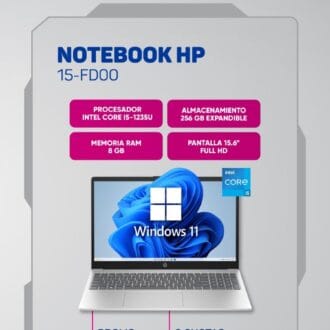 Notebook HP 15-FD00 Intel Core i5 1235u / 8gb RAM / 256gb NVME / 15.6" / Windows 11