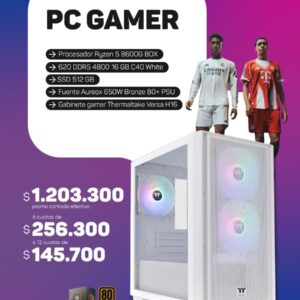 PC AMD Ryzen 5 8600g / 16gb RAM DDR5 / 512gb SSD / 650w 80+ Bronce / Thermaltake Versa H16